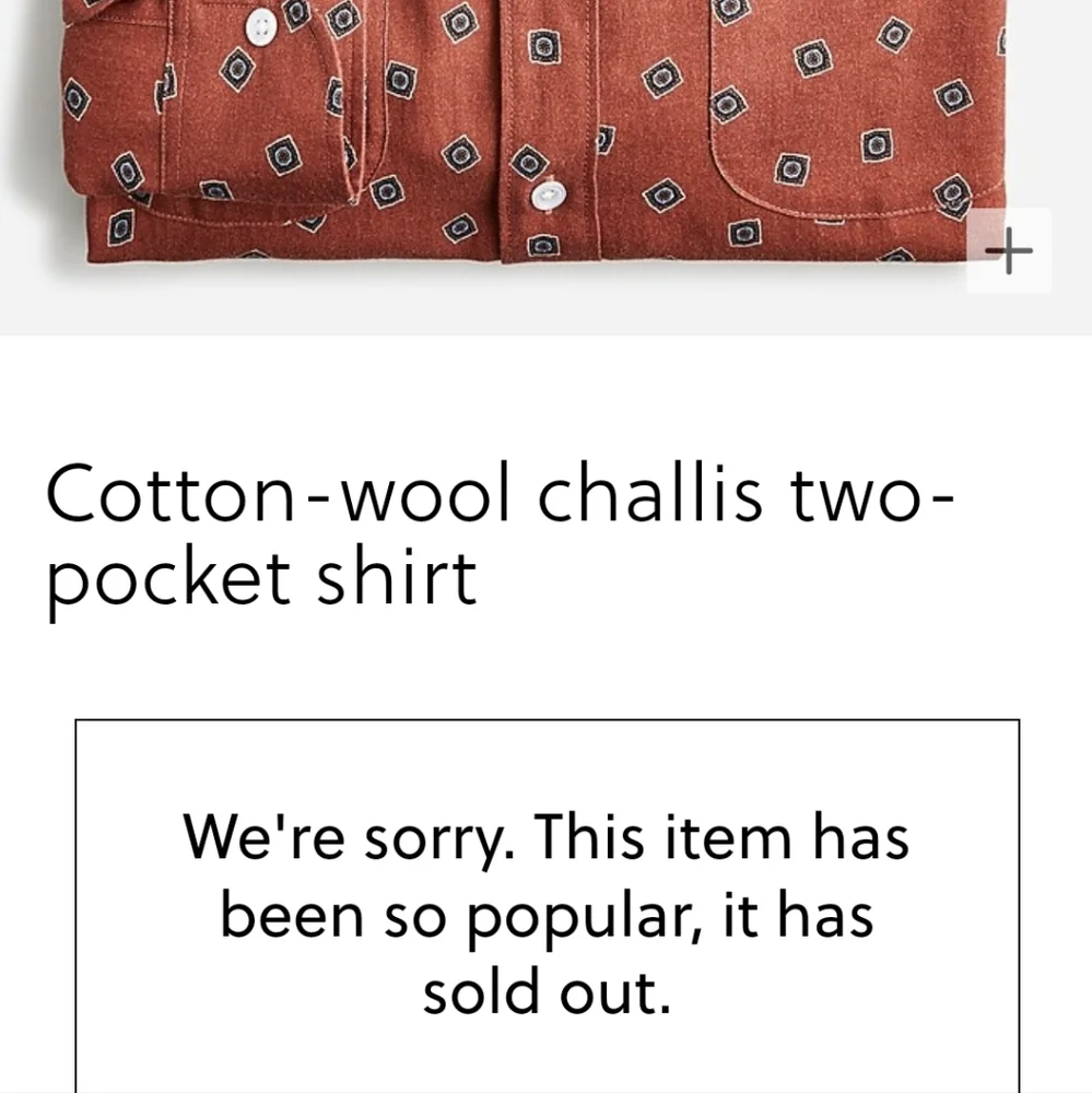 J.Crew Cotton Wool Challis two-pocket shirt  1 ea. 3 colors left Men's LG SO